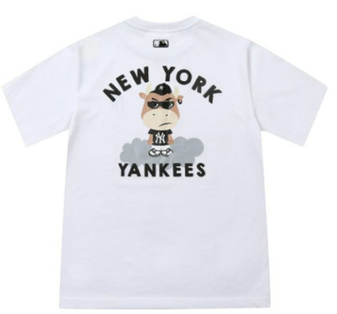 Ao- Phong -MLB -New- York -Yankees- Cash- Cow -Short- Sleeve T-shirt -Mau -Trang