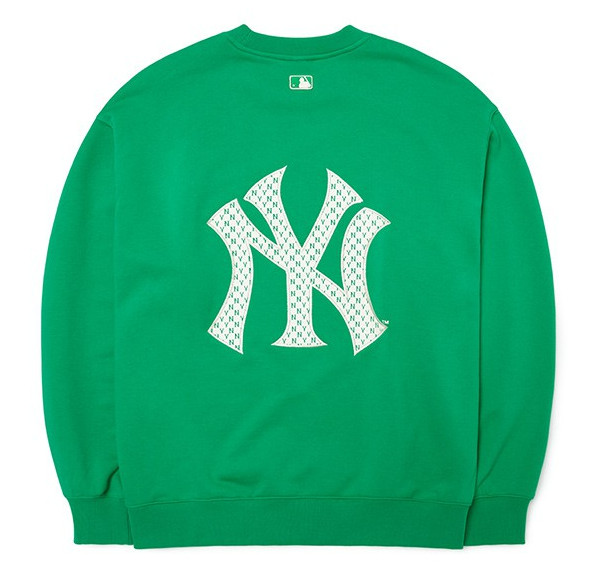 Ao- Ni -MLB -Monogram- Logo- Overfit -Sweatshirt- New- York -Yankees -3AMTM0124-50GNS -Xanh -La