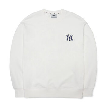Ao -Ni -MLB -Monogram -Logo- Overfit- Sweatshirt- New- York -Yankees -3AMTM0124-50IVS -Trang