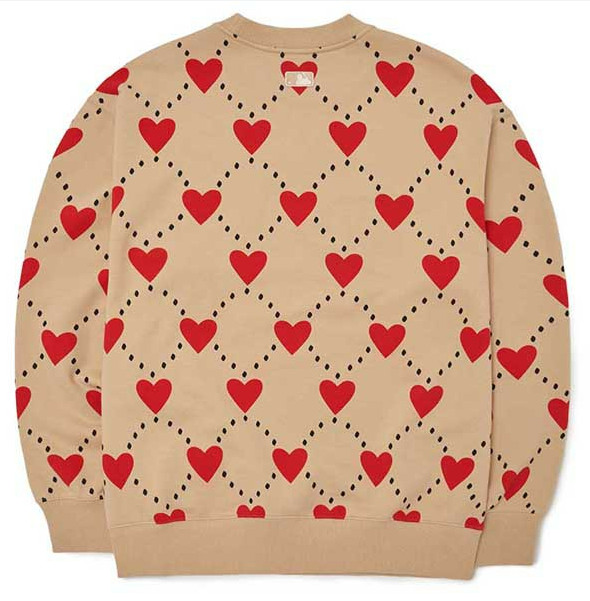 Ao -Ni -Sweater- MLB- Heart- Pattern -Over-Fit -Sweatshirt- Boston -Red- Sox -3AMTH0124-43BGS -Mau -Be