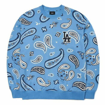Ao -Ni- Sweater- MLB- Paisley -Front- Panel- Pattern- Overfit -Sweatshirt- LA -Dodgers- 3AMTI0224-07BLL -Xanh -Duong