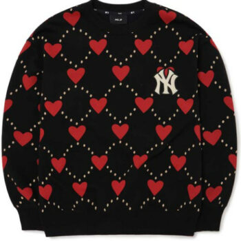 Ao -Ni -Sweater- MLB- Heart- Pattern- Over-Fit -Sweatshirt- Boston- Red- Sox- 3AMTH0124-50BKS -Den