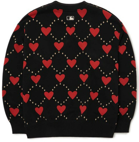 Ao -Ni -Sweater- MLB- Heart- Pattern- Over-Fit -Sweatshirt- Boston- Red- Sox- 3AMTH0124-50BKS -Den