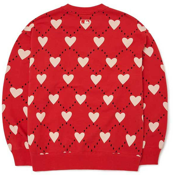 Ao -Ni- Sweater -MLB- Heart- Pattern- Over-Fit -Sweatshirt- Boston -Red- Sox -3AMTH0124-43RDS -Do
