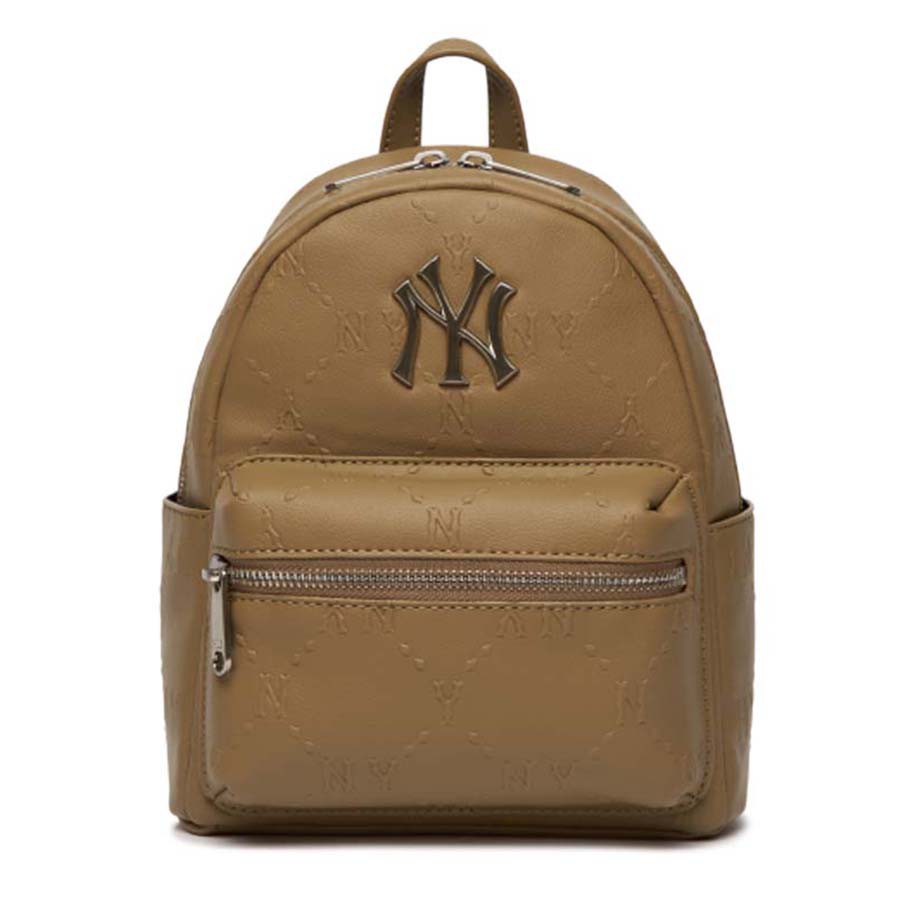 Balo Trẻ Em MLB Diamond Monogram Jacquard Mini Backpack Boston  7ABKMD23N50BKS Màu Be Đậm